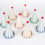 gestreifte Partyhüte 8er Pack pastell