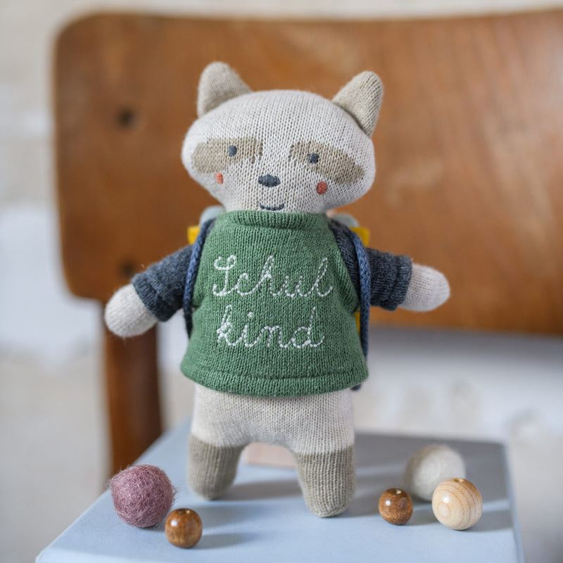 Waschbär SCHULKIND mit Schulranzen