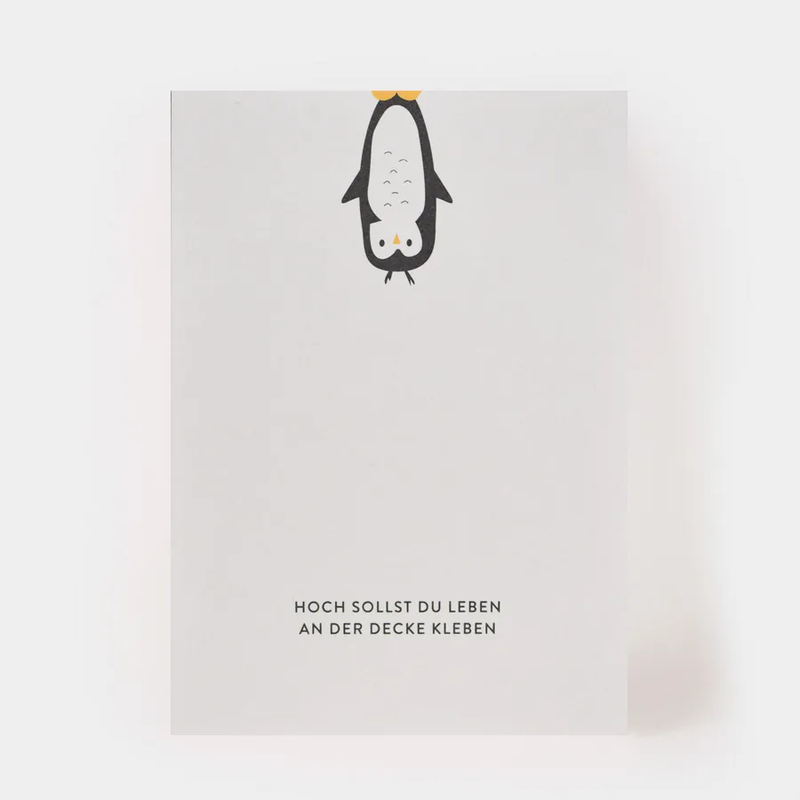Postkarte AN DER DECKE KLEBEN