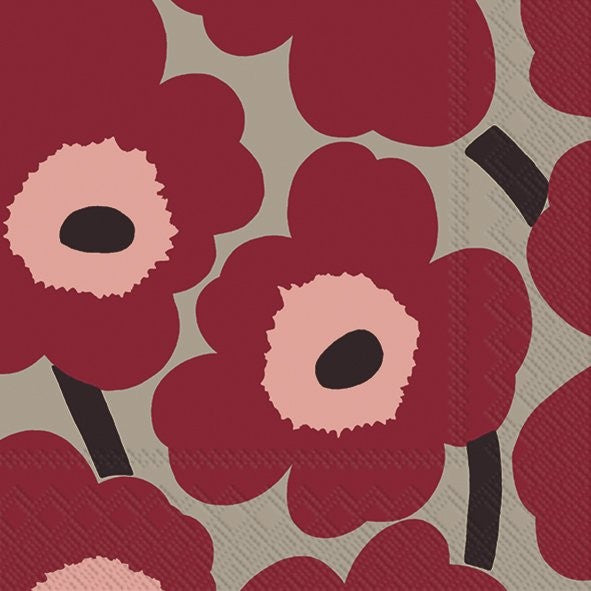 Servietten UNIKKO red linen 33x33cm