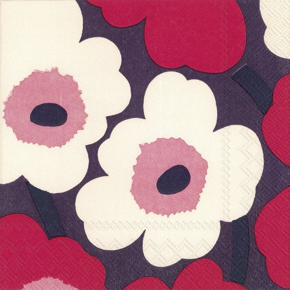 Servietten UNIKKO red cream 33x33cm