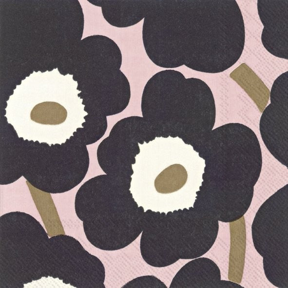 Servietten UNIKKO pink black 33x33cm
