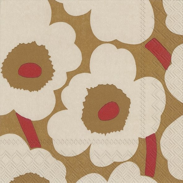 Servietten UNIKKO dark cream red 33x33cm