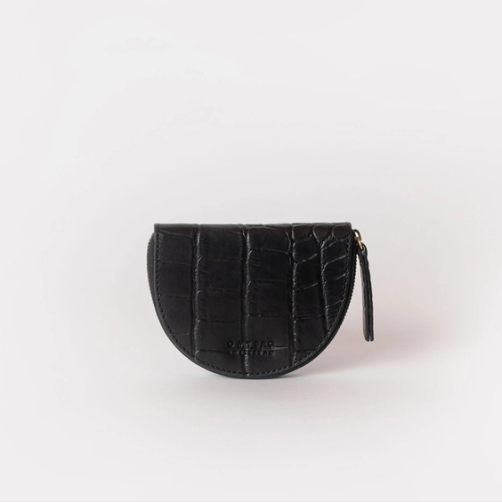 Geldtasche LAURA - Schwarzes Krokodil-Klassikleder