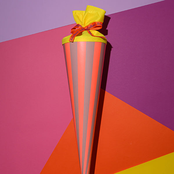 Schultüte Streifen rosa/neonrosa 70 cm