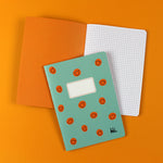 Notizheft mint mit orangen Smiles kariert, DIN A5