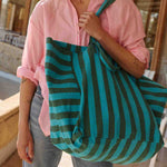 Tasche Elisa - Türkis/Olive gestreift