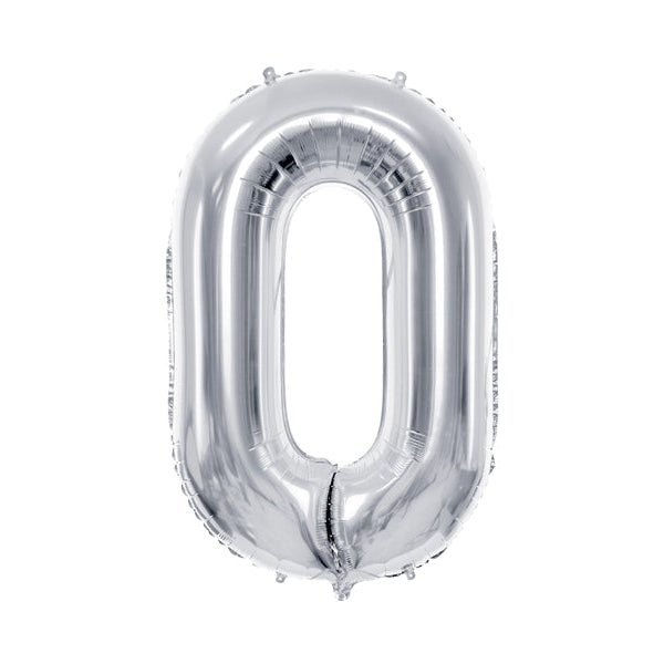 Folienballon Ziffer - 0-9  silber 72 cm