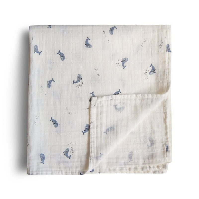 Musselintuch 120x120cm - Wale