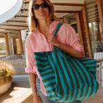 Tasche Elisa - Türkis/Olive gestreift