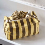 Kulturtasche Zitrone/Olive gestreift